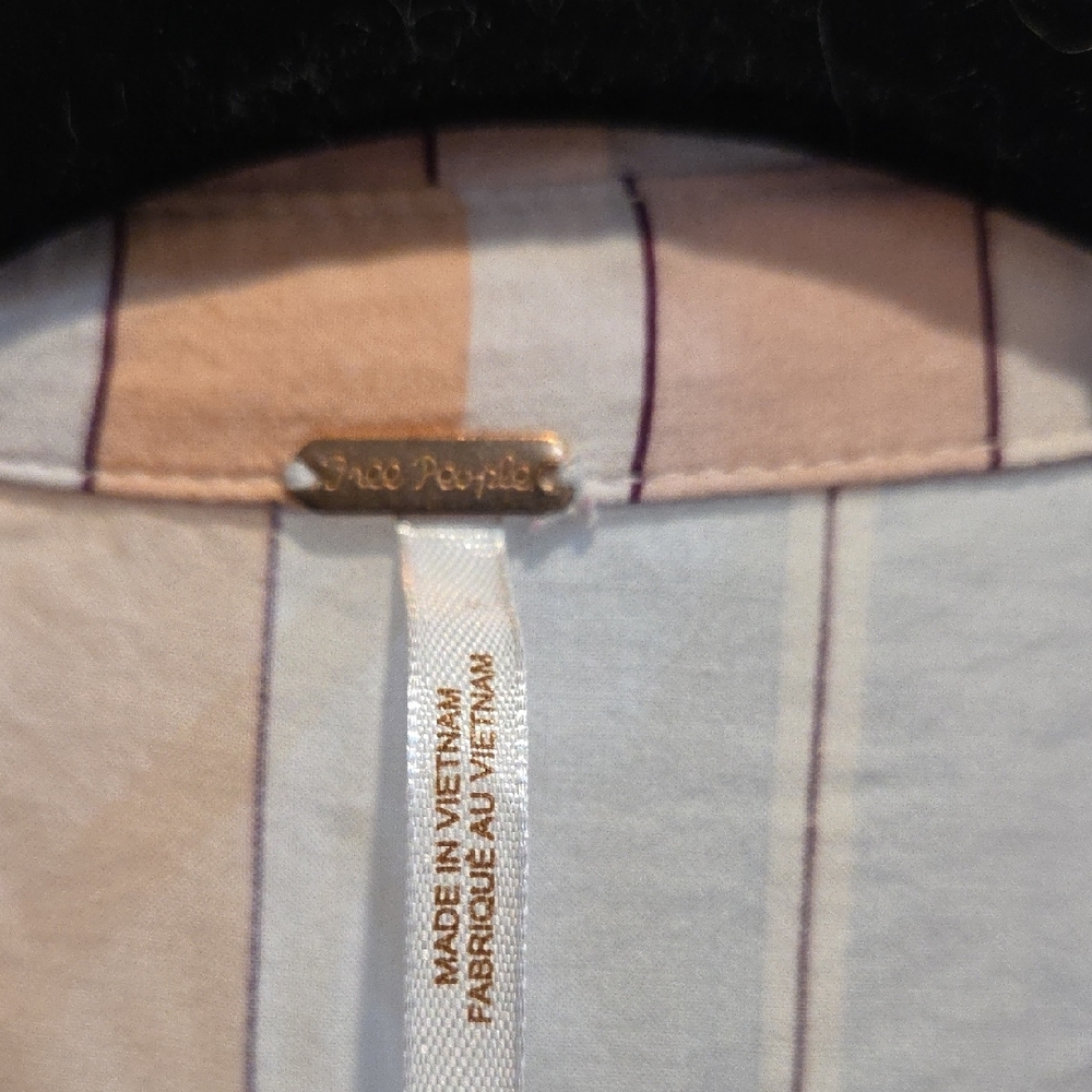 Free People Pastel Striped Button-Down Sleeveless Wrap Shirt XL - Picture 4 of 8